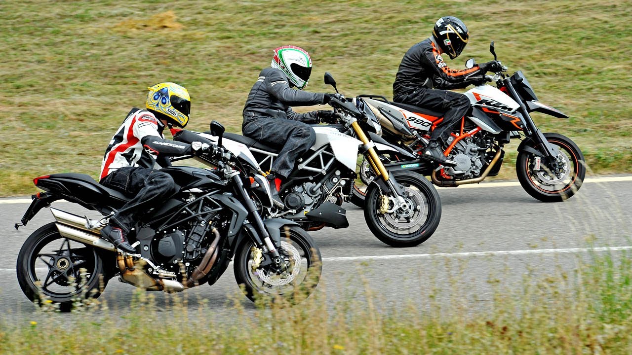 Comparativa Aprilia Dorsoduro, KTM Supermoto e MV Agusta  Brutale