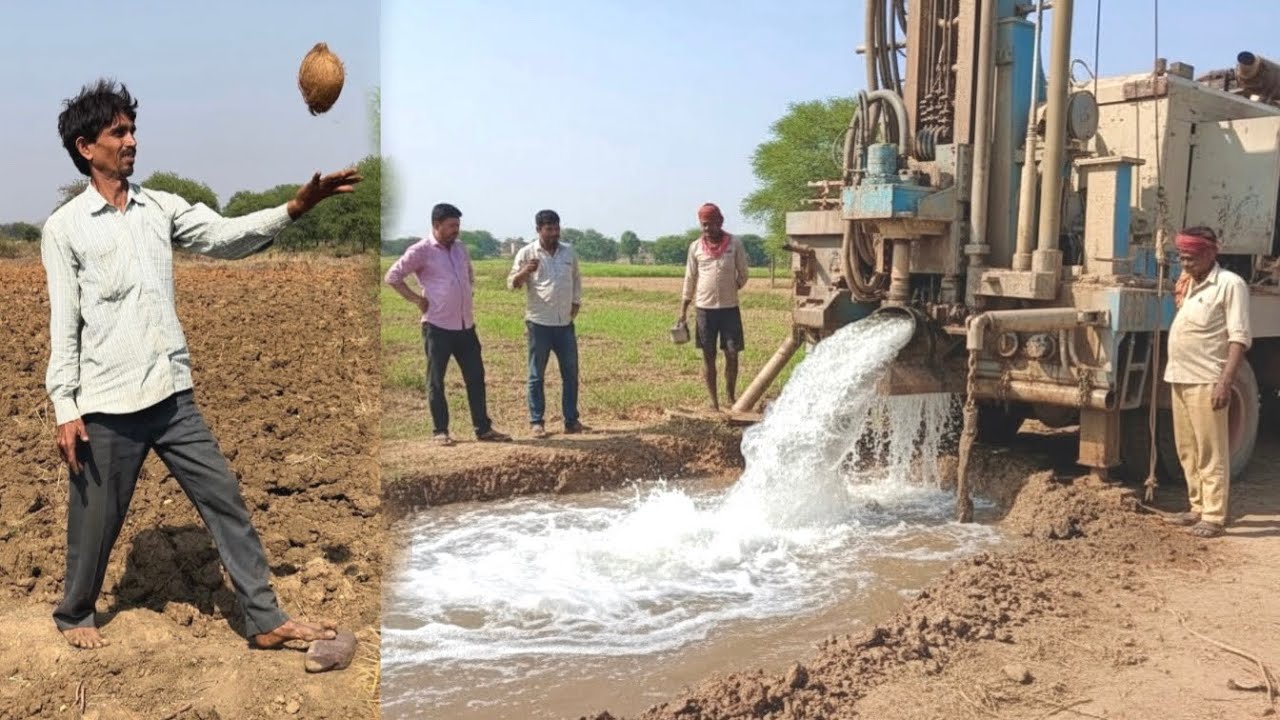Borewell Drilling - 10 Hp Motor 190 Feet Deep boring With Coconut water checking Method | Borewells