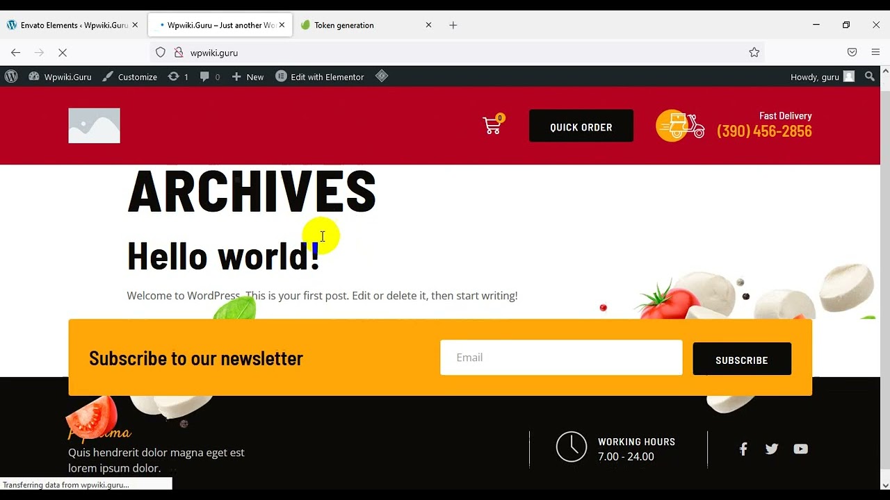 Create a Pizza & Food Delivery Website Using Elementor