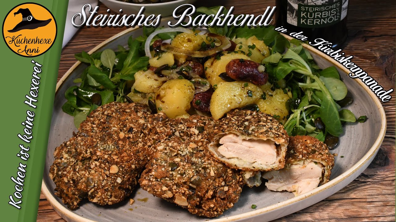 Mein Steirisches Backhendl ( auf Kartoffel  Vogerlsalat mit Käferbohnen )