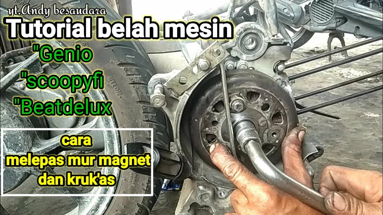 cara bongkar (belah) mesin Genio Scoopy beat deluxe ll bagian krenkes