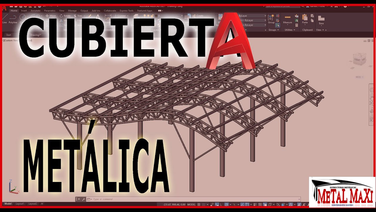 CUBIERTA METALICA 3D AUTOCAD