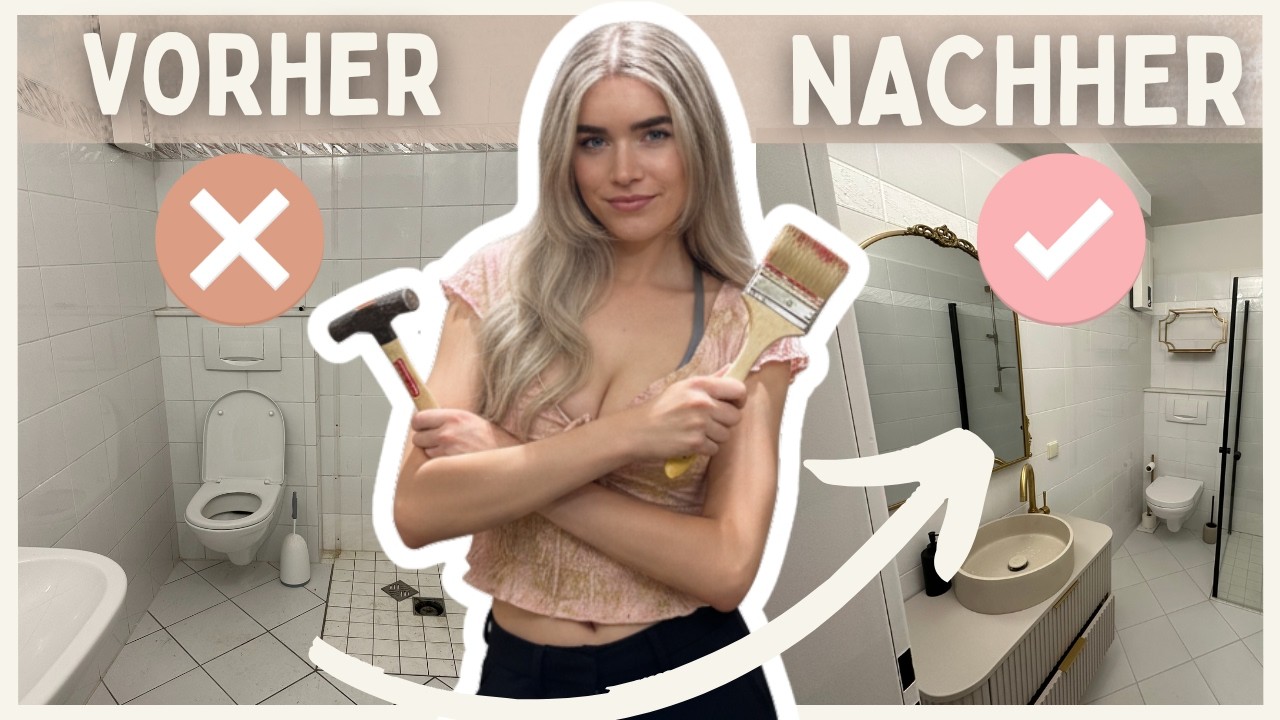 Badezimmer-Makeover OHNE Fliesenabschlagen! ✨ 2000€ Transformation 🛁