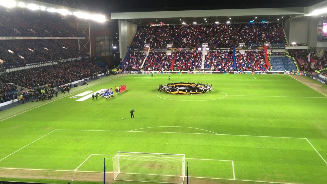 Rangers 1-3 Bayer Leverkuesen, Europa League Last 16 First Leg, Player Walk Out, Fan Atmosphere