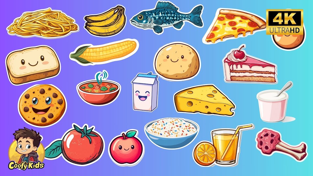 Yummy Food Words for Kids 🍎🥦 | Learn First Words with Fun Stickers!