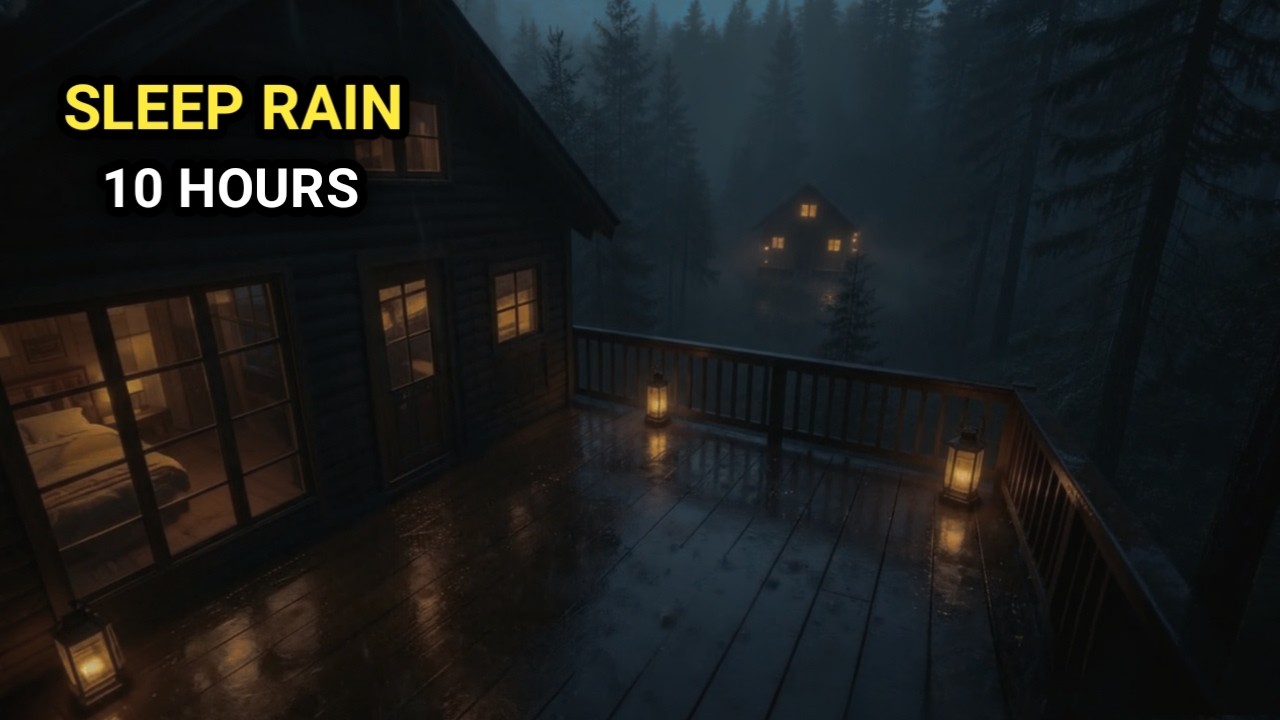 Heavy Rain & Lantern Lights | 10H Cozy Cabin Atmosphere