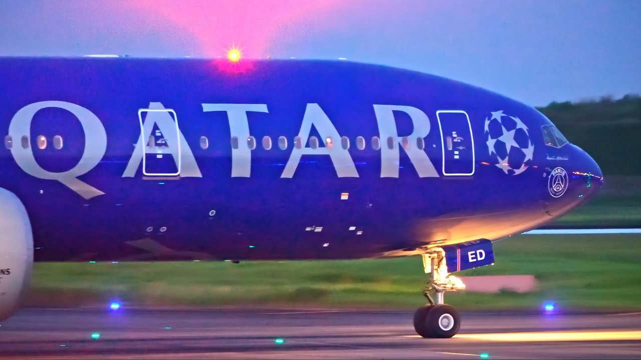 Qatar Airways UEFA Champions League Livery Boeing 777-300ER A7-BED Landing at Narita 34R | NRT/RJAA