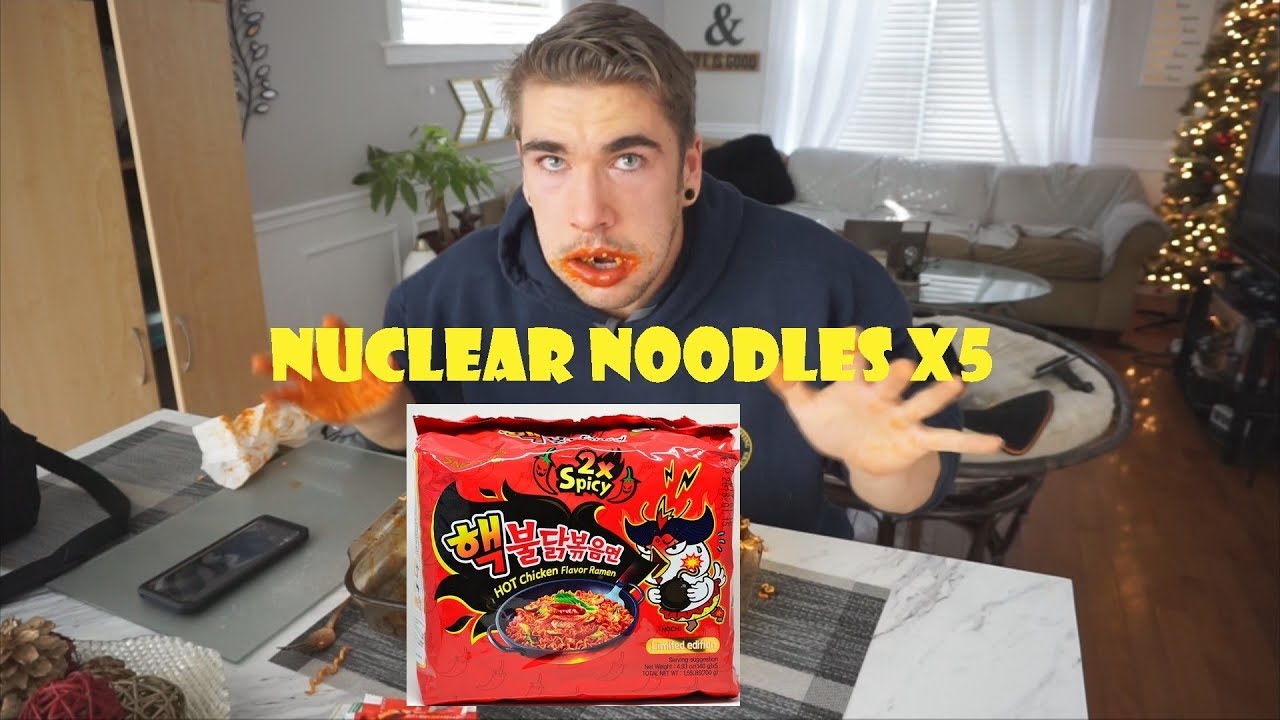EXTREME SPICY FIRE NOODLE CHALLENGE X5 - Vs BadLandsChugs
