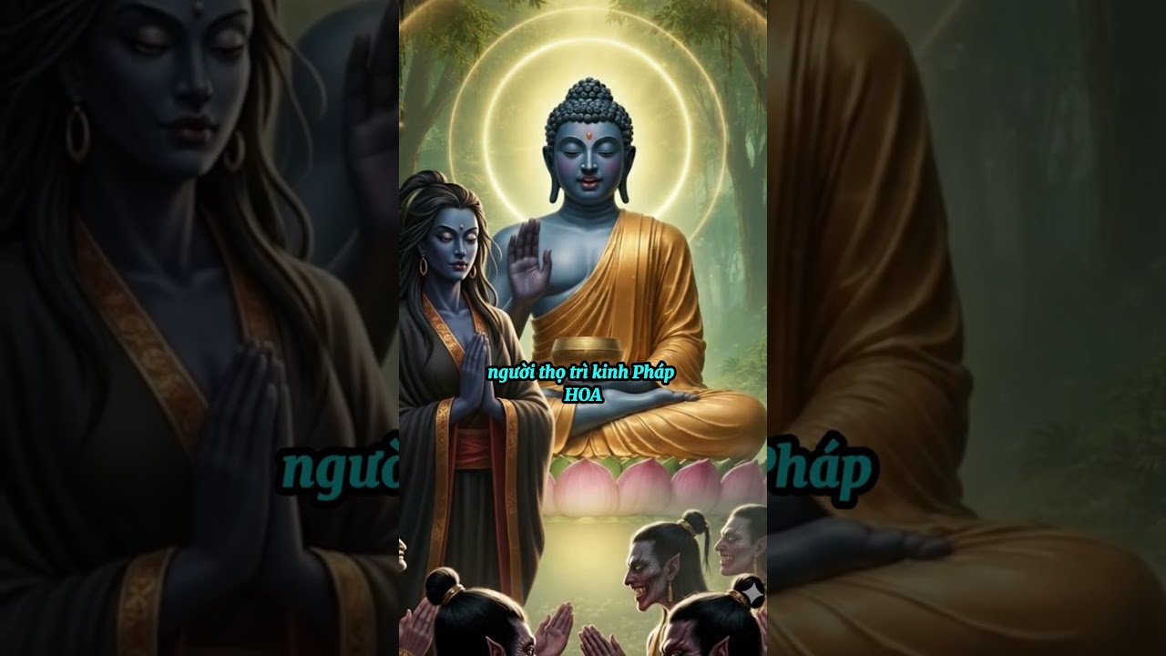 quỷ La S&aacute;t c&ugrave;ng với quỷ mẫu Hắc B&agrave; (Hariti) đến trước Đức Phật