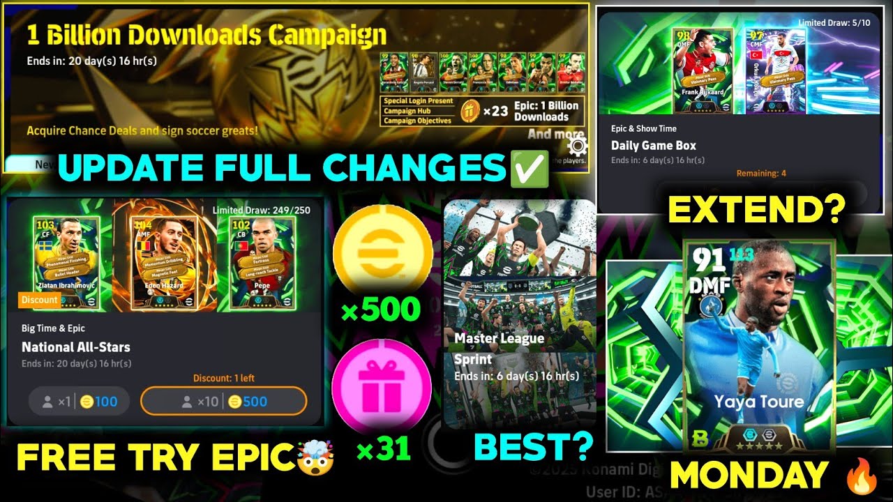 Free 500 coins🤯 | Free epics & free try 🔥 | Hazard big pack🔥 | Update big changes | master league