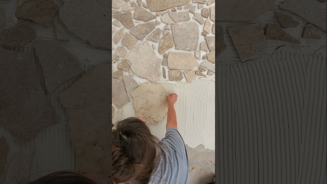 Crazy Paving Tutorial 🛠                                  #diyprojects #tiledesign #patio