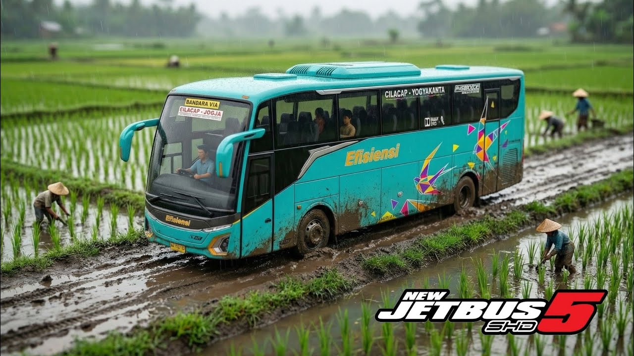 Bus Efisiensi Menembus Hujan Deras! 🌧️ Perjalanan Desa ke Kota | Diorama Miniatur Super Realistis