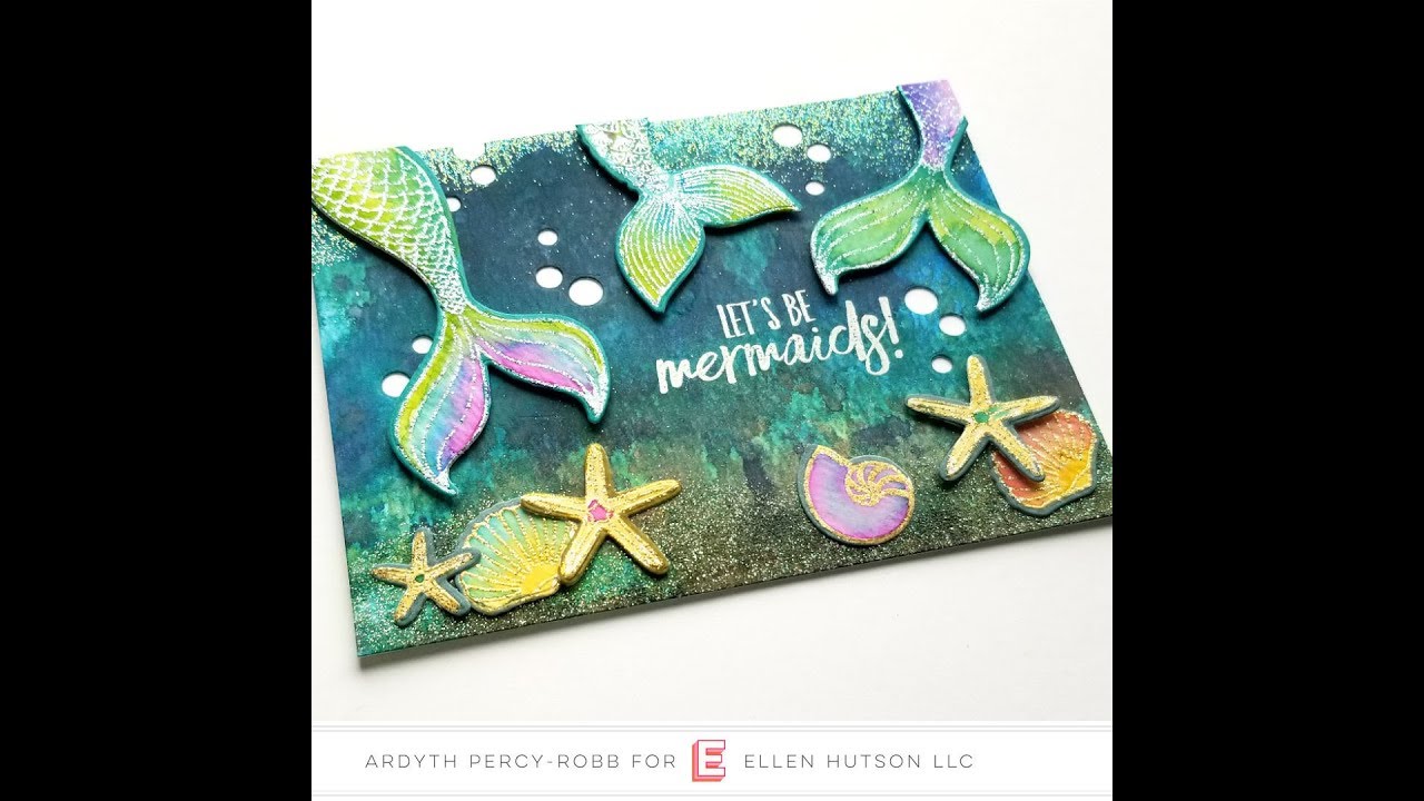 Heat Embossed Mermaid Card #letsbemermaids #mermaid #cardmaking