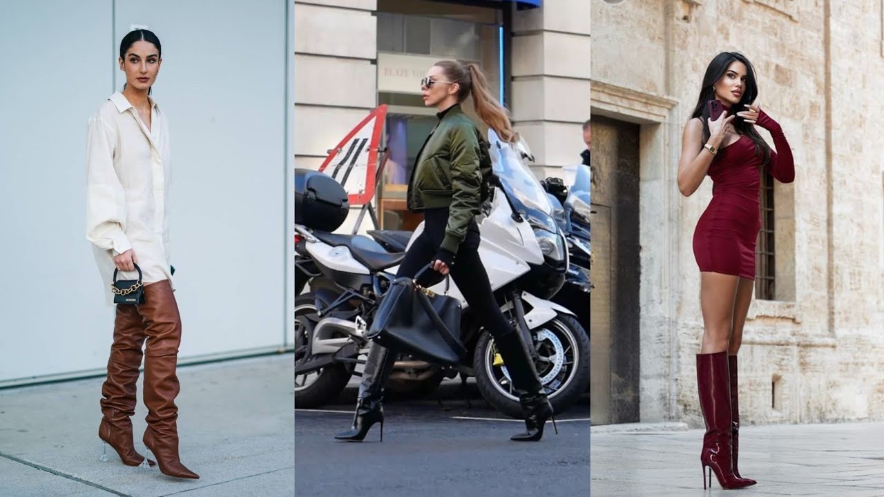 Премиальные кожаные сапоги на высоком каблуке для гламурного образа и уверенного уличного стиля.