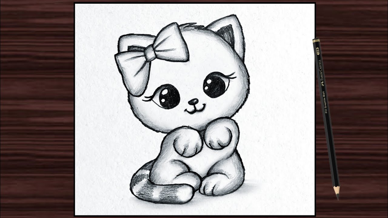 How to draw a Cute cat 🐱 | Easy cat drawing step by step | Cute cat drawing kids & beginners.