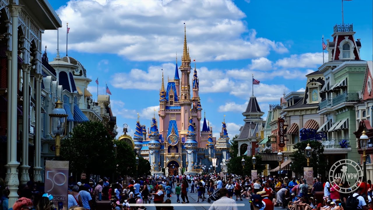 Magic Kingdom Main Street USA Long Walkthrough in 4K | Walt Disney World Orlando Florida July 2022