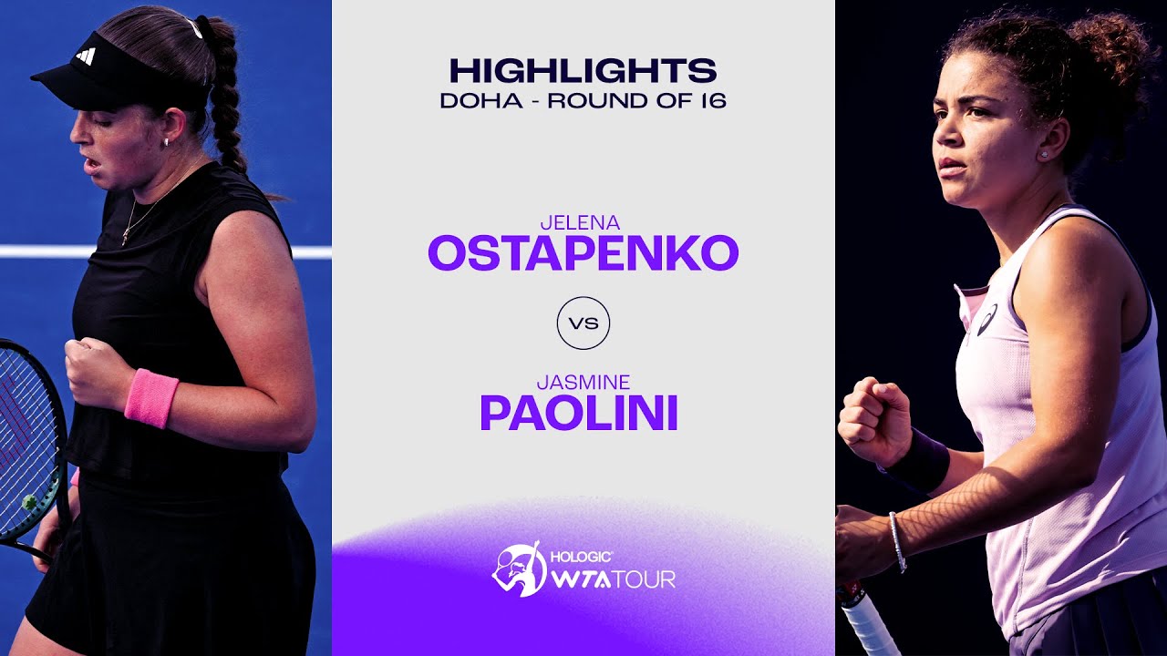 Jelena Ostapenko vs. Jasmine Paolini | 2025 Doha Round of 16 | WTA Match Highlights