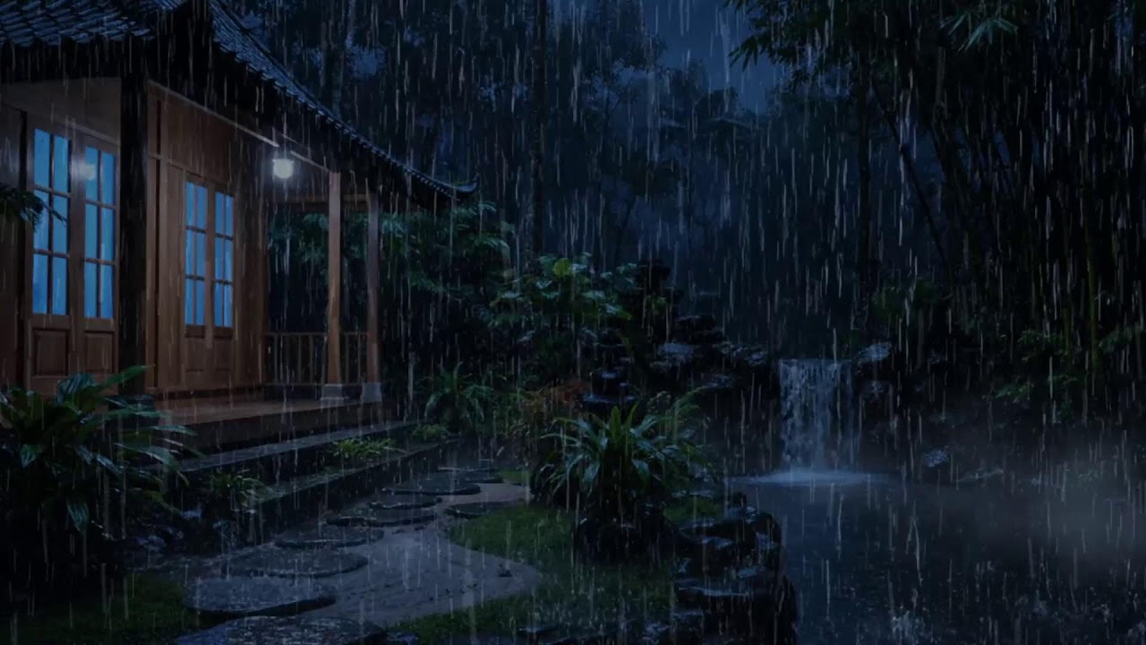 Вы уснёте мгновенно 🌧️ Ночной ливень у лесного дома в тропиках