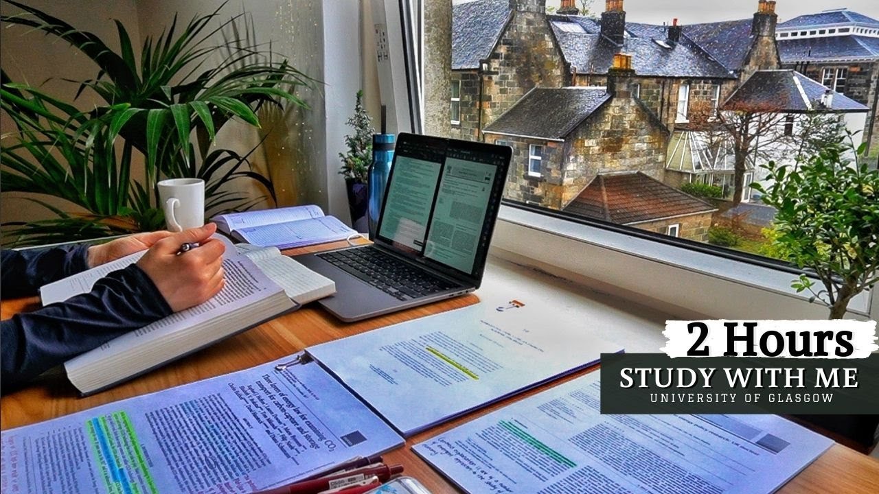 2 HOUR STUDY WITH ME  | Cycle in Glasgow in Break 🚵, Background noise,10-min break, No Music, Merve