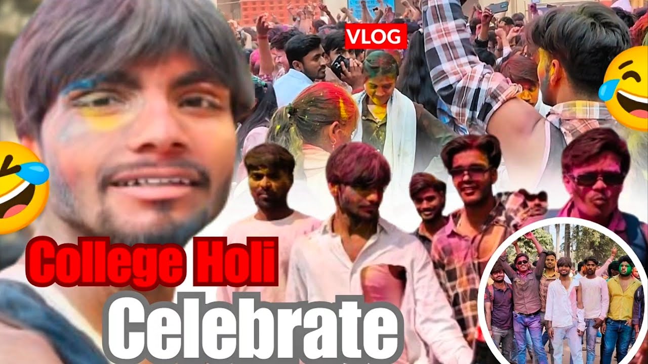 College Holi celebration 😂 college Ka First Holi Tha Maja Aya 😁 #vlog #travelvlog #foryou 