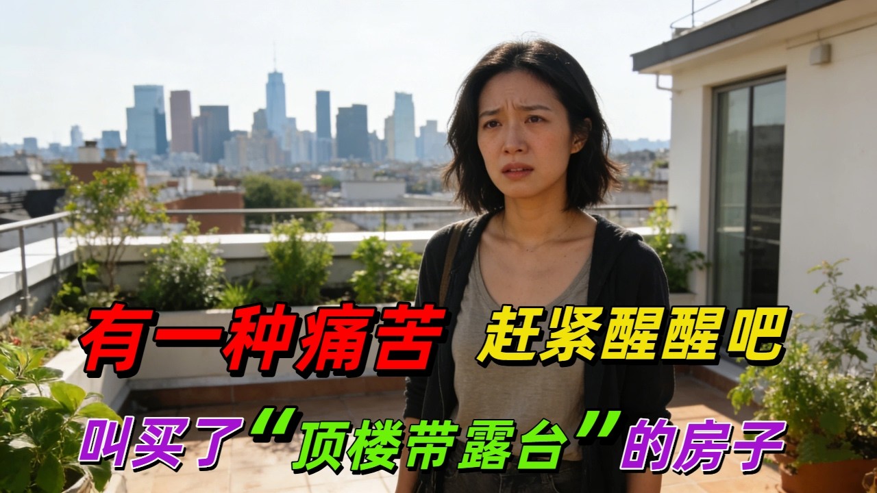 有一种痛苦，叫买了“顶楼带露台”的房子，才住三个月就想搬家，跌到连朋友都没了！未来这类房子将变成水泥垃圾！白送都没人要！手里还有这种房子的，趁早醒醒吧！