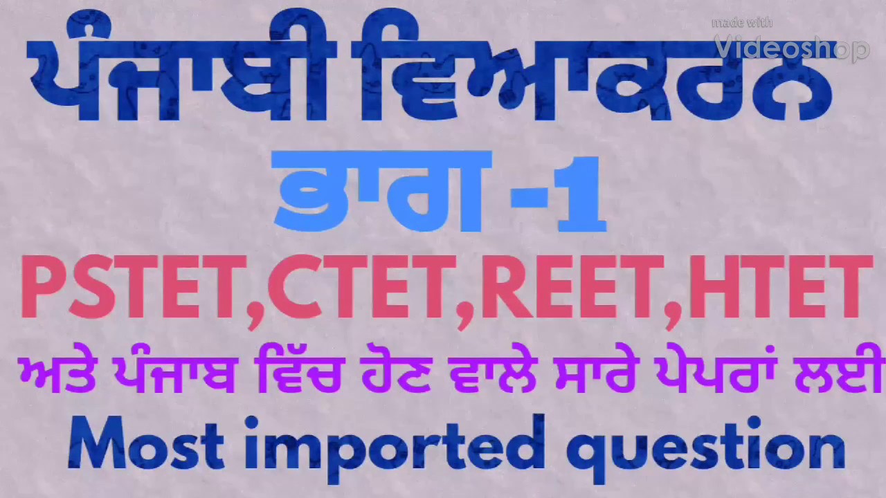 PSTET,Ctet,Reet,Htet ਪੰਜਾਬੀ ਵਿਆਕਰਨ(ਭਾਗ-1)Most imported question ctet,pstet,reet