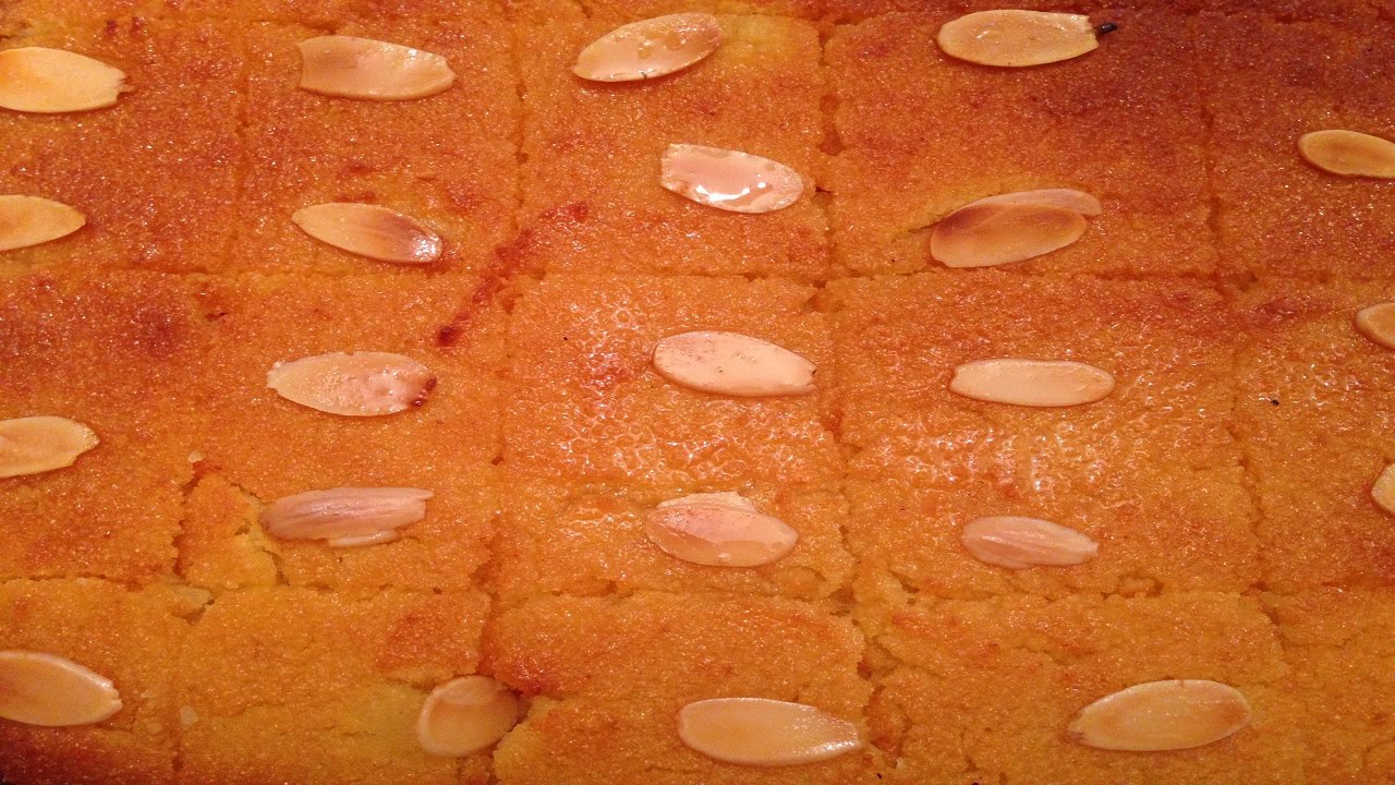 Namoura - Lebanese Semolina Cake - طريقة تحضير النمورة او البسبوسة