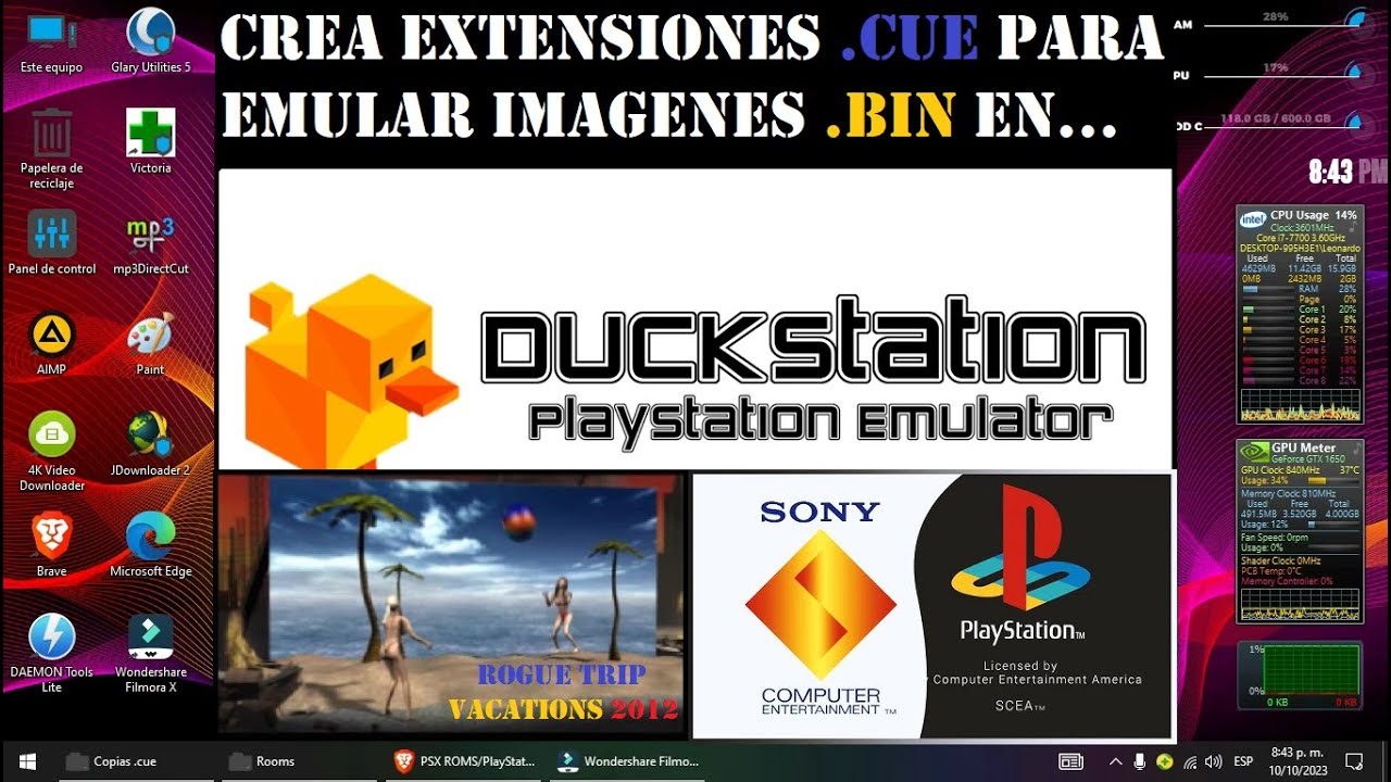 Crear una mini imagen .cue para emular Roms de PS1 en formato .bin  en Duckstation Tutorial 2023