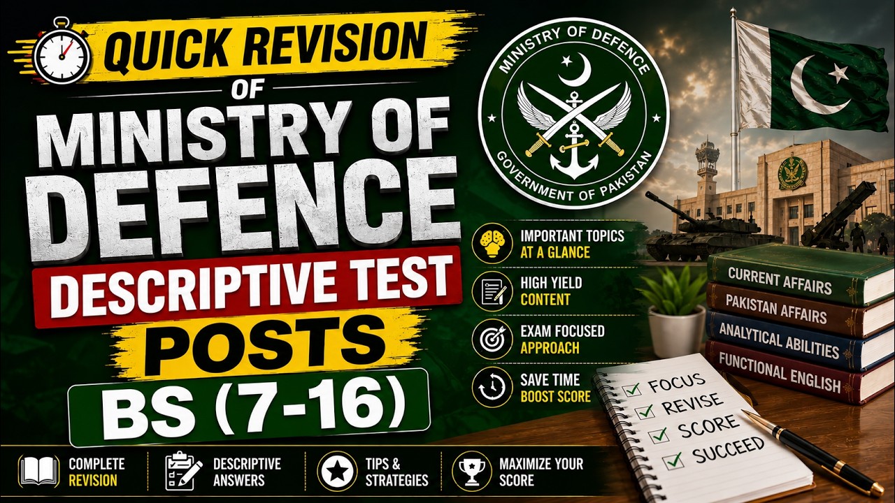 Quick Revision of Ministry of Defence Descriptive Test Posts BS(7-16)