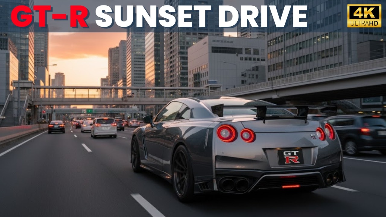 R35 GT-R Sunset Drive on Tokyo Wangan - Pure Car ASMR | No Music | No Voice | 4K HDR