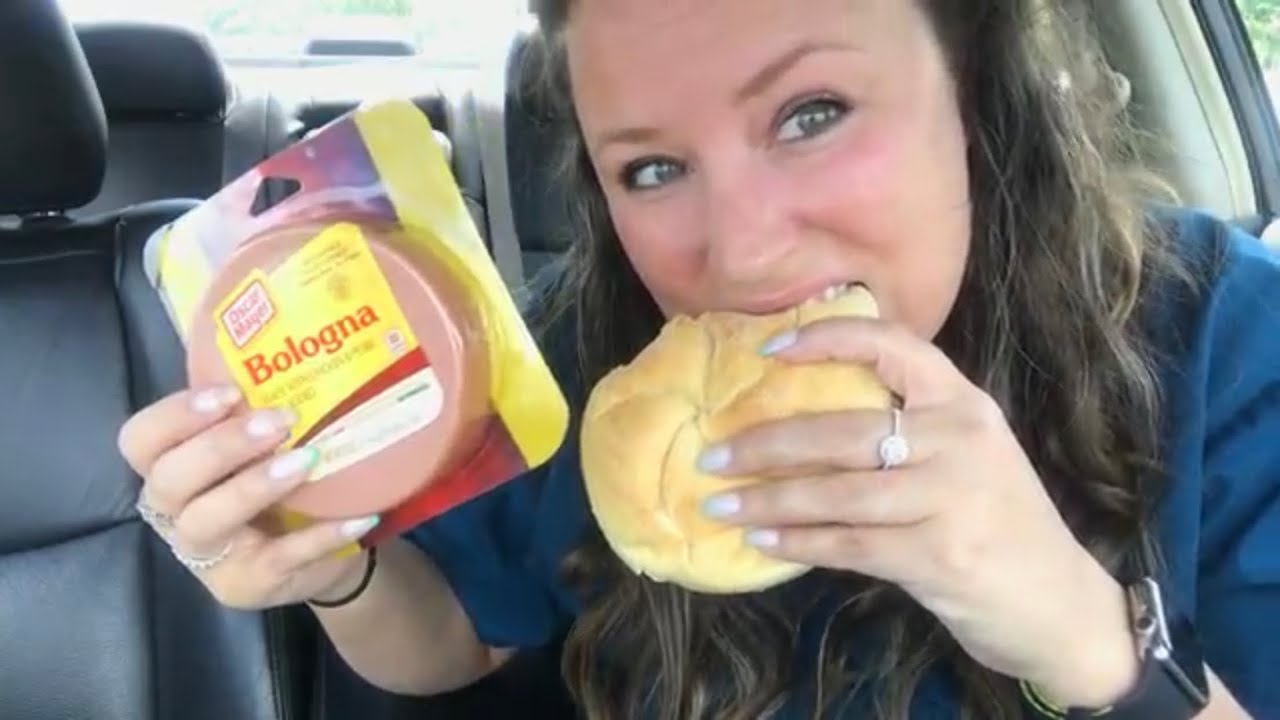 Bologna cheddar cheese sandwich with sour cream onion chips Mukbang