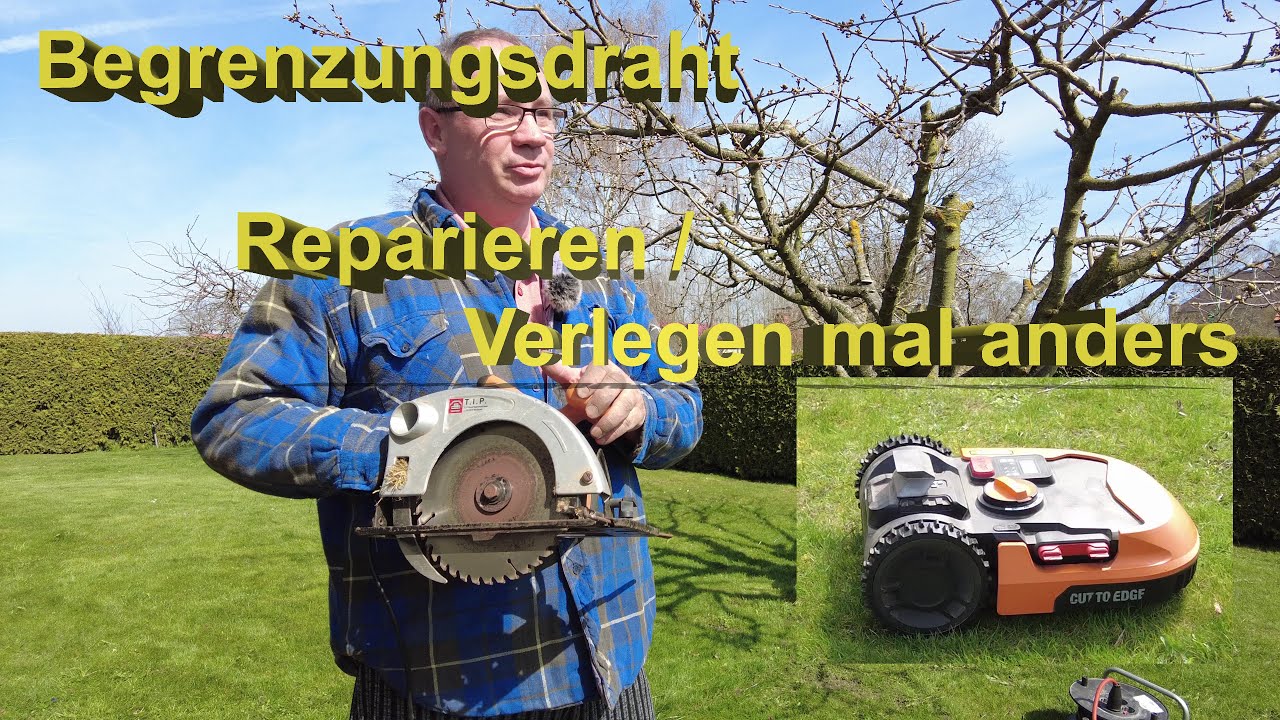 Begrenzungsdraht Verlegen / Reparieren mit Handkreissäge - Rasen-Mähroboter