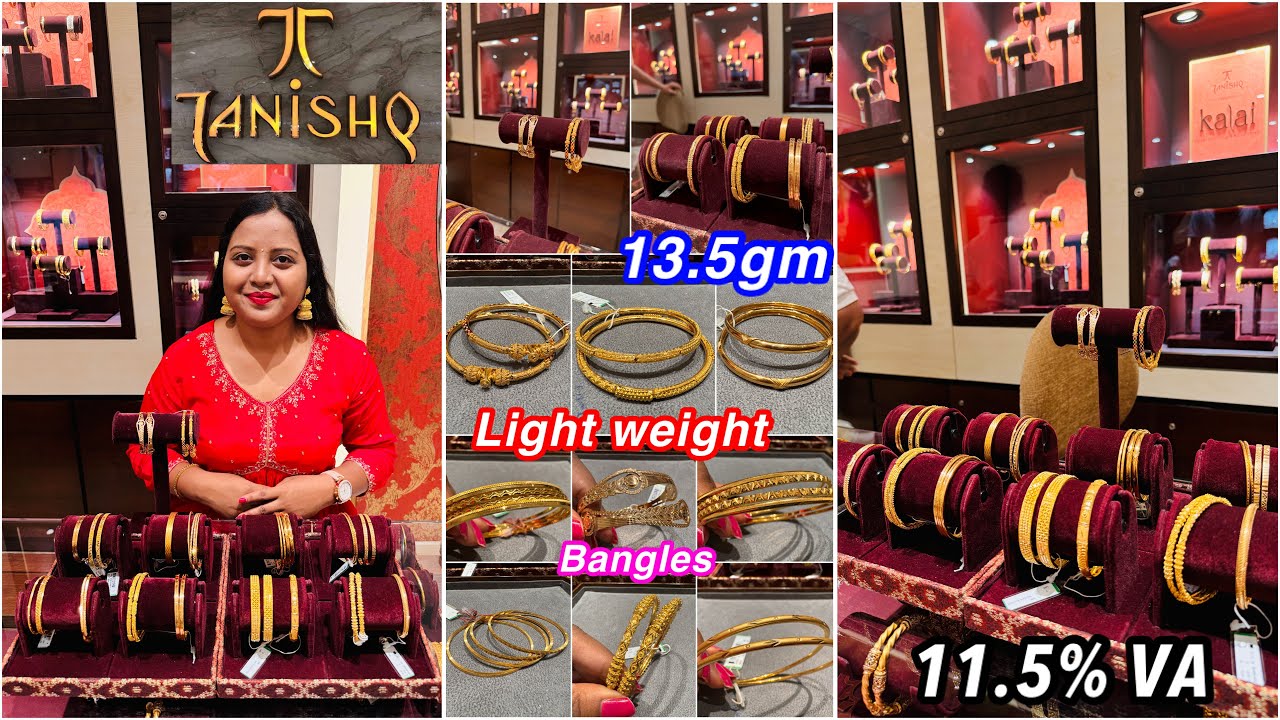 13.5gm & 11.5% VA😲😳Light weight gold Bangles / 4-bangle set / New Kolkata design gold Bangles