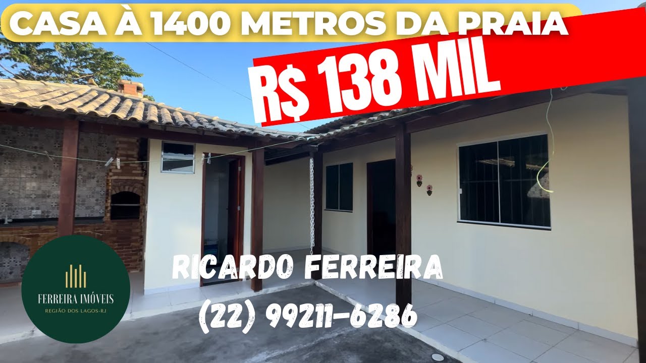 Vendo casa Unamar há 1.400 Mts praia do coral,600 Mts Verão Vermelho R$ 138 mil à vista 