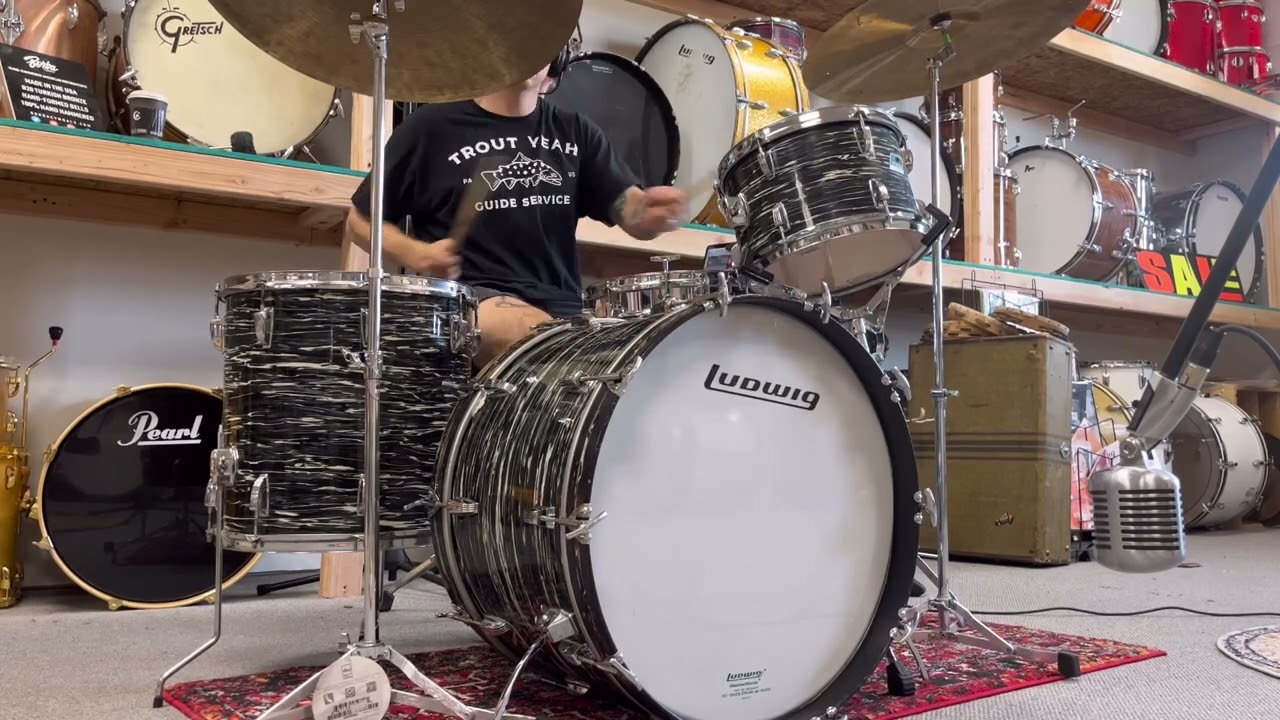 1970s Ludwig Oyster Black Pearl 14x22 8x12 16x16 Drum Set