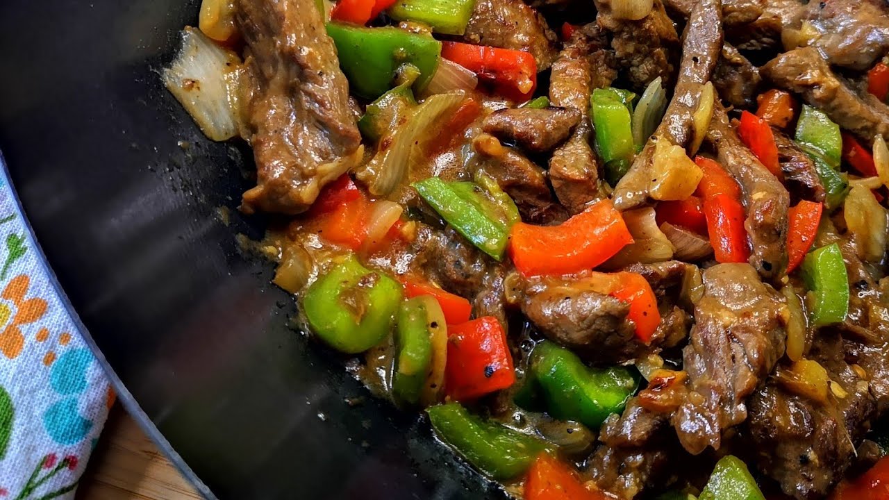 RECETTE SIMPLE DE FILET DE BOEUF AUX POIVRONS 🥩🌶️