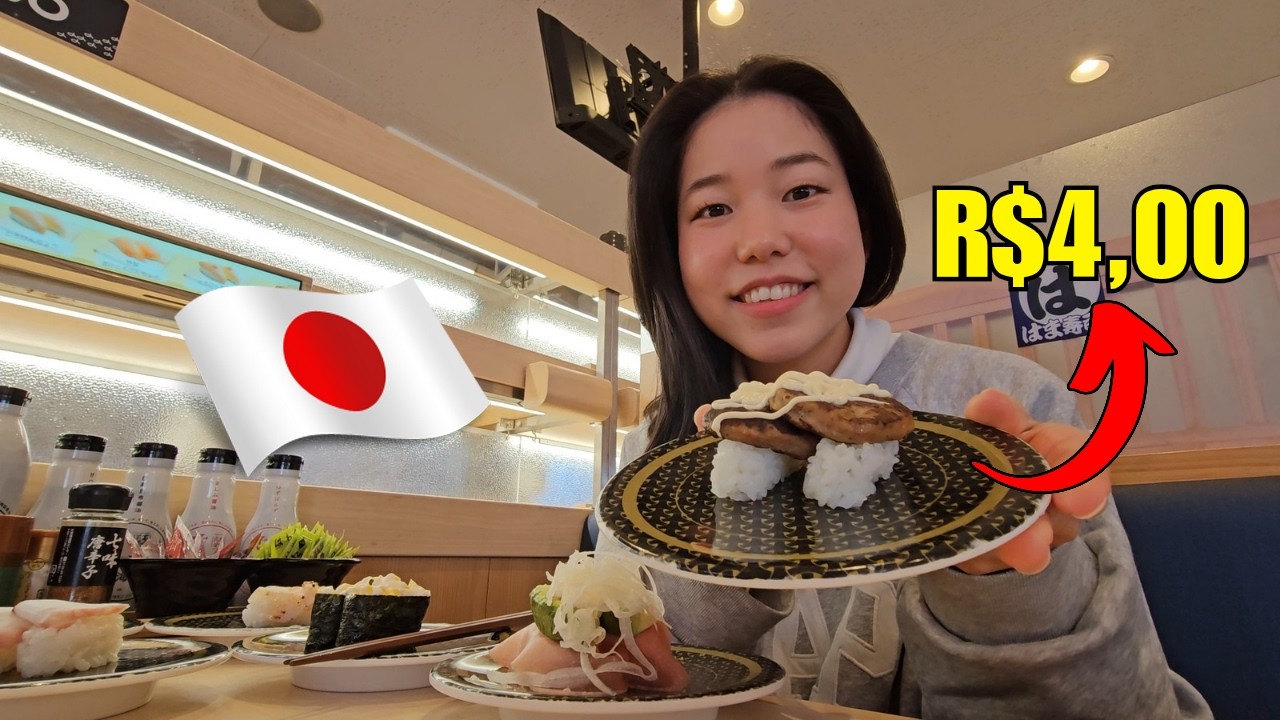 SUSHI de ESTEIRA no Japão *É muito barato!*