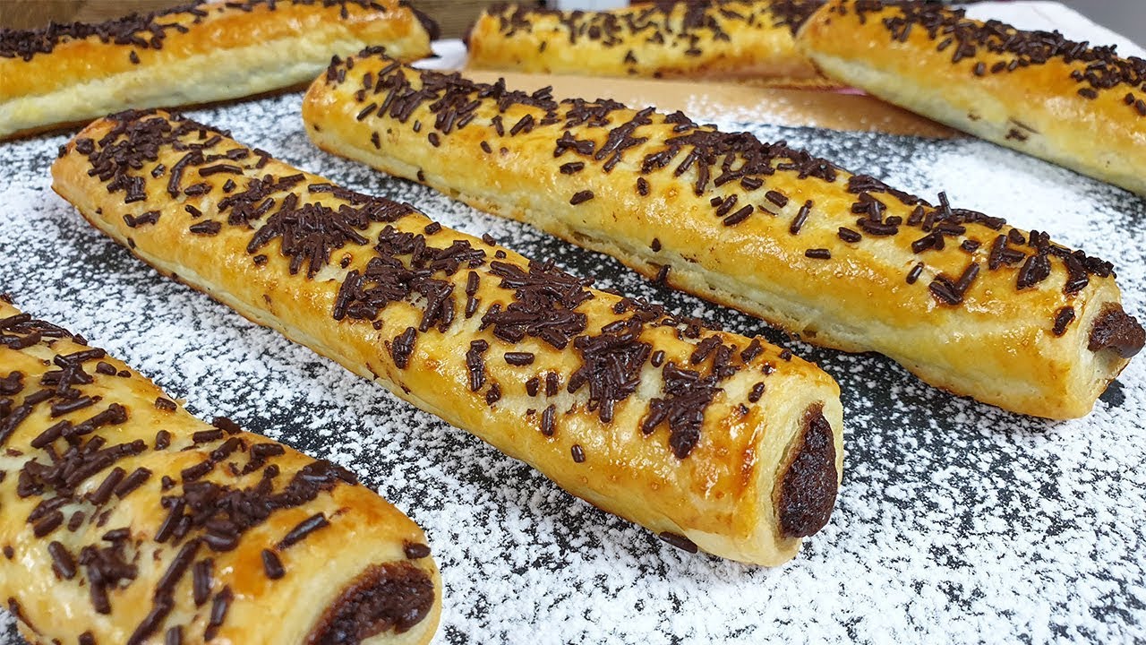 Flautas de Hojaldre con Chocolate