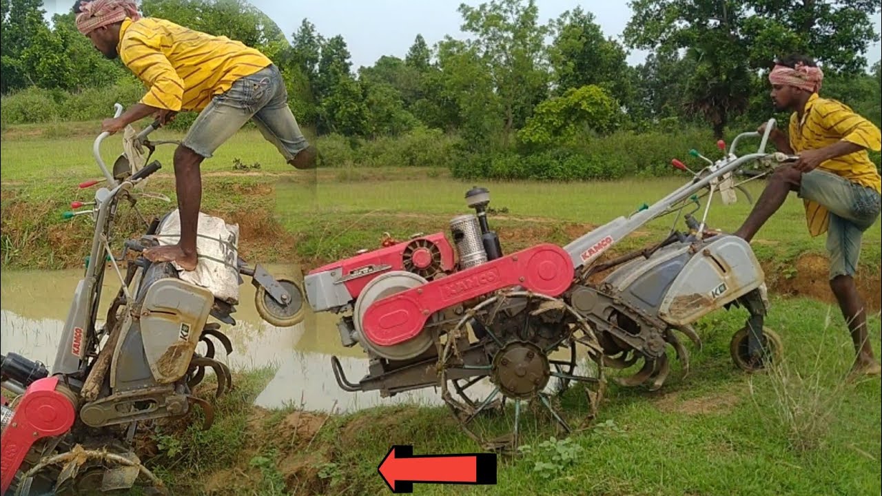 Big mistake while landing my power tiller on a 5feet slope || It causes power tiller accident ||