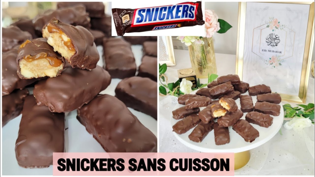 GATEAUX SNICKERS SANS CUISSON FACILE A FAIRE ■ BARRE CHOCOLATÉE CARRAMEL CACAHUÈTES #aid2022  #aid