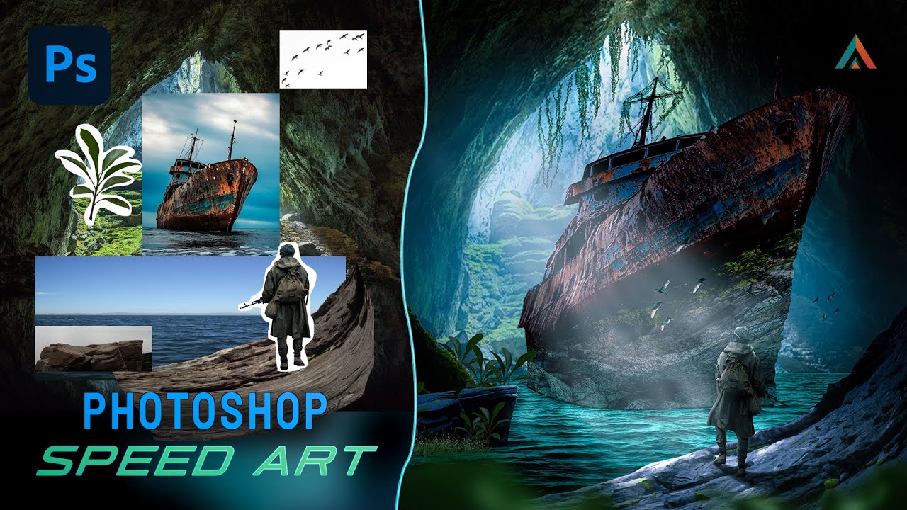 Photoshop Speed Art | Epic Pirate Ship Cave Photoshop Manipulation Tutorial