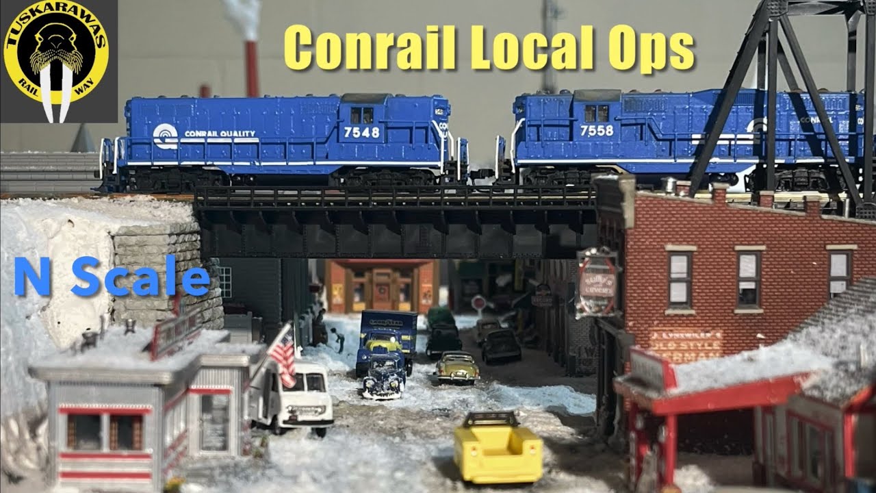 N Scale : Conrail Local Operations & Switching (Model Railroad Layout Winter Railway Model Trains)