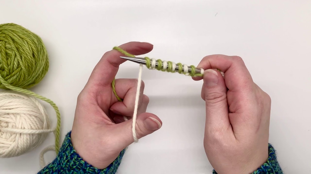2-color Italian cast on (aka tubular cast on) for knitting