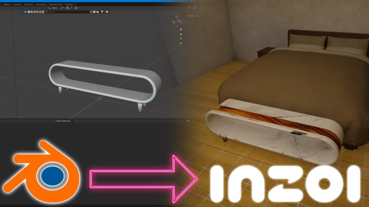Blender в Inzoi — импорт реалистичного 3D-декора помещений