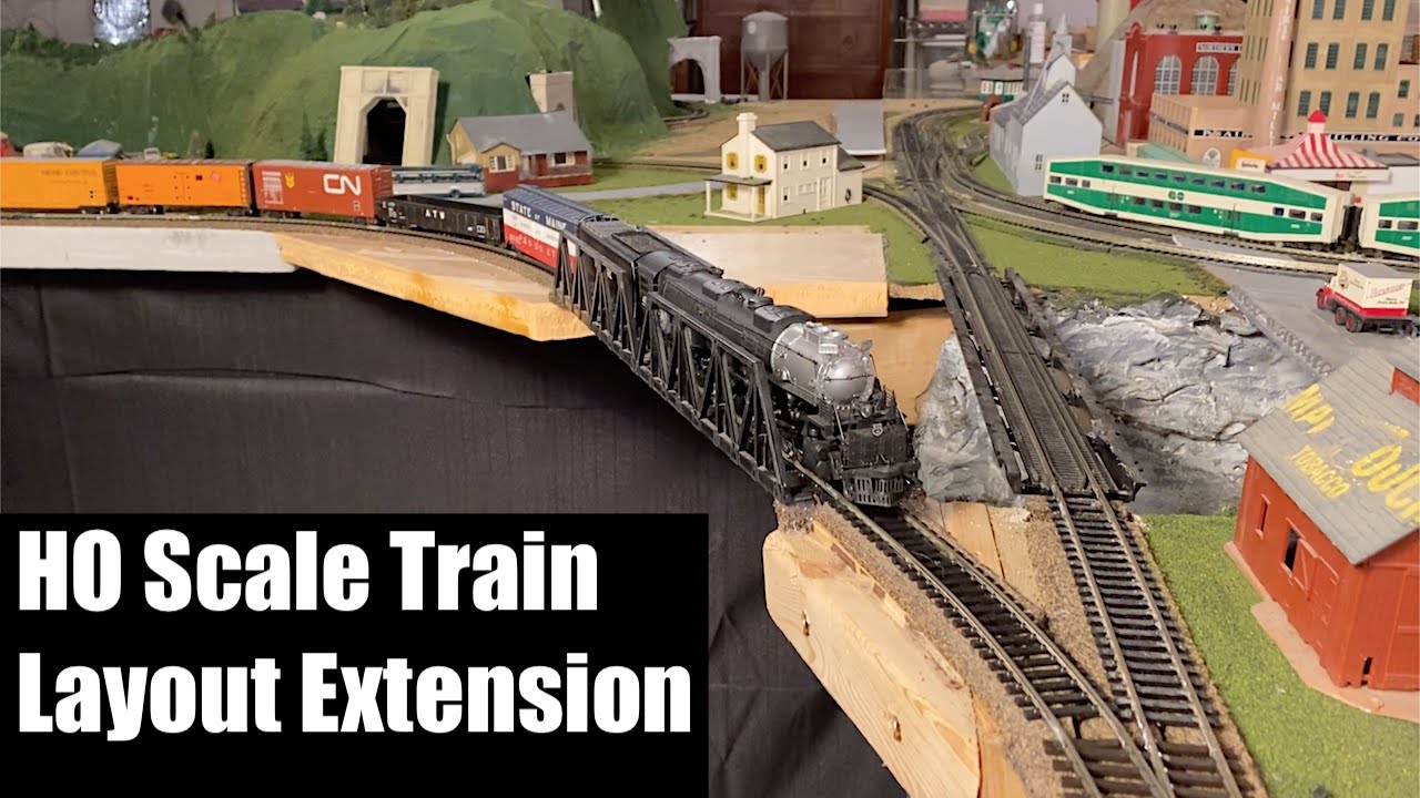 HO Scale Train Layout Extension - New Bridge and Line to Freight Yard
