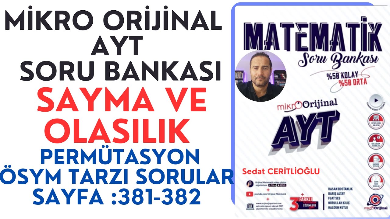 SAYMA VE OLASILIK | MİKRO AYT SORU BANKASI SYF: 381-382| #orijinalmatematik #mikroorijinal #yks2025