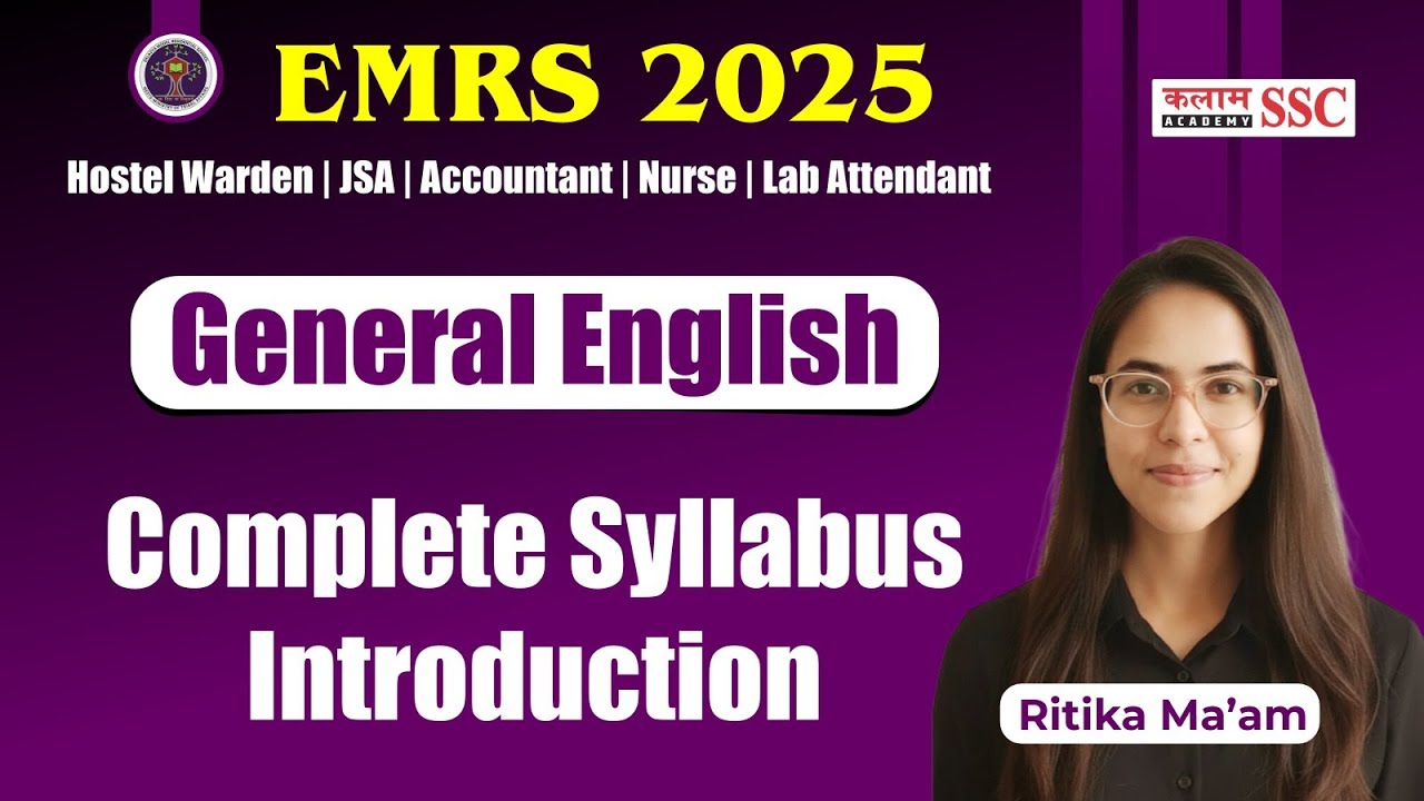 EMRS 2025 General English Syllabus 📖 | Hostel Warden, JSA, Nurse, Accountant | By Ritika Mam