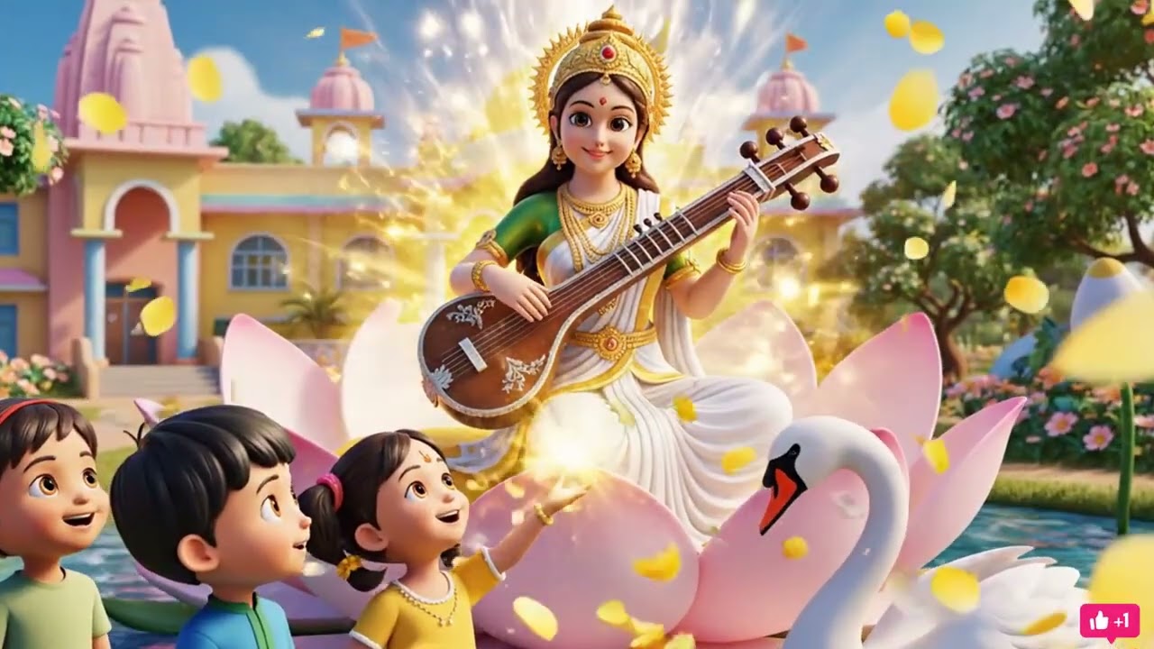 Saraswati Puja Song for Kids 🌼 | Educational Hindi Rhyme #tranding #viral