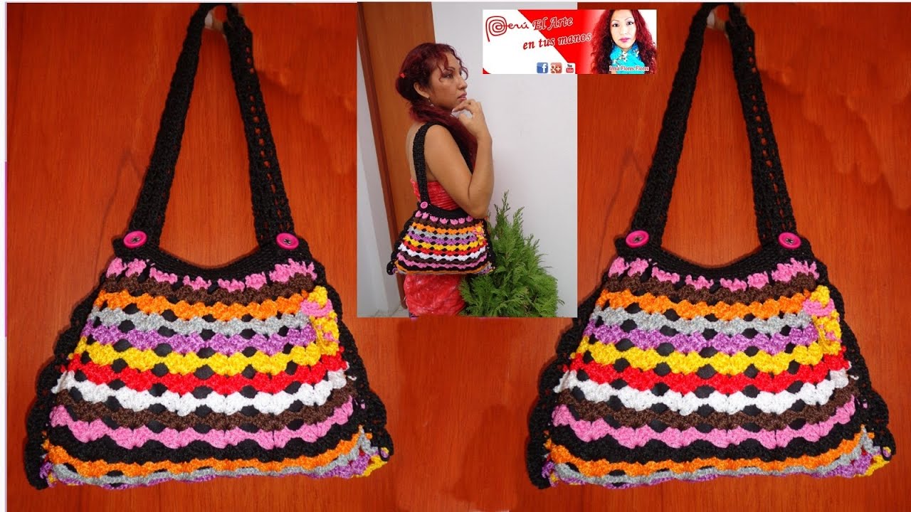 REALIZA UNA CARTERA TEJIDA A CROCHET CON MATERIAL QUE TE  SOBRARON  PASO A PASO