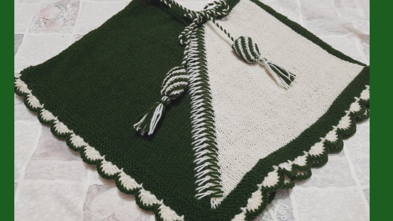 Poncho Knitting in Hindi |  Two coloured Designer Poncho |  How to knit stylish poncho 2021-22